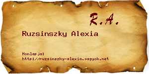 Ruzsinszky Alexia névjegykártya